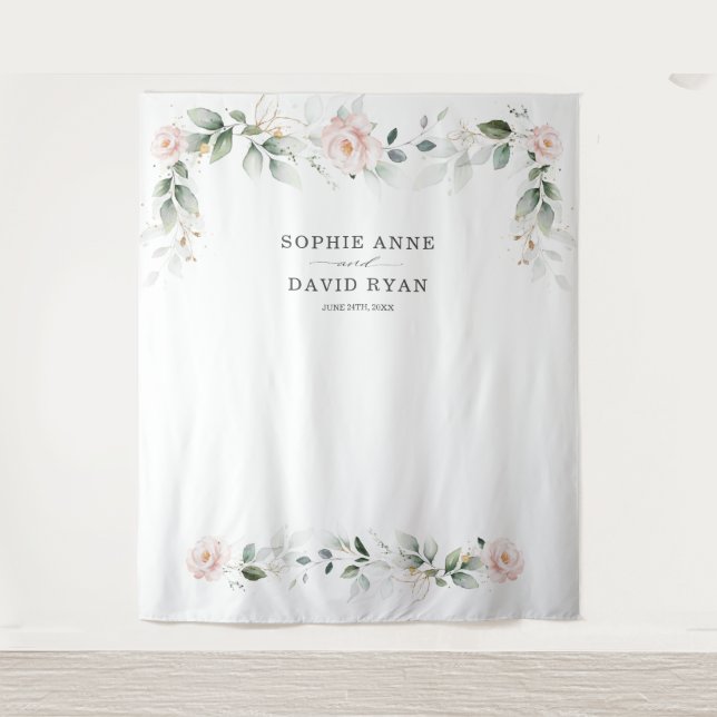 Tapete De Parede Airy Greenery Pink Floral Dourada Foto Prop. (Frente)