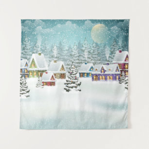 Tapete De Parede Aldeia de inverno: cena de neve