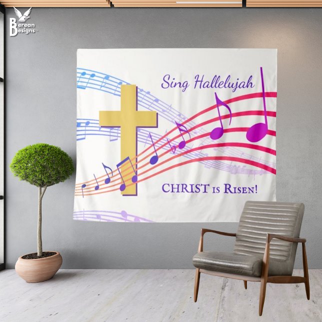 Tapete De Parede ALEluJÁ CRISTO RESSESSITOU Páscoa (Stylish EASTER Sing Hallelujah He is Risen tapestry backdrop. Ideal for churches, homes and offices.)