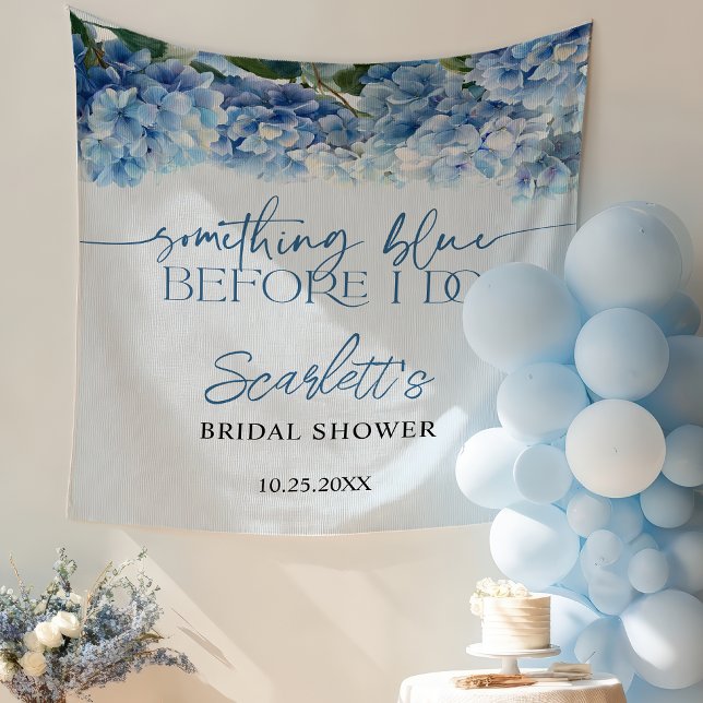 Tapete De Parede Algo Azul Elgant Hydrangea Chá de Noiva  (Something Elegant Blue Hydrangea Bridal Shower Tapestry)