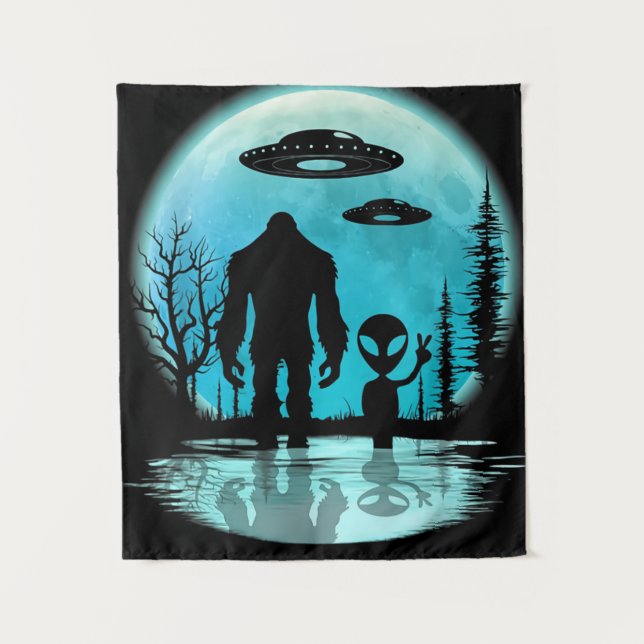 Tapete De Parede Alienígena de OVNI Bigfoot (Frente)