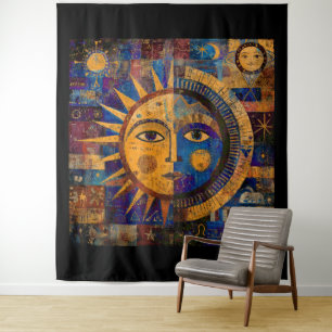 Tapete De Parede Alquimia Mística Celestial Sol Lua