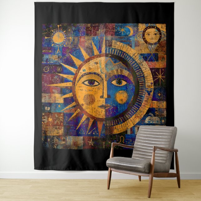 Tapete De Parede Alquimia Mística Celestial Sol Lua (In Situ)