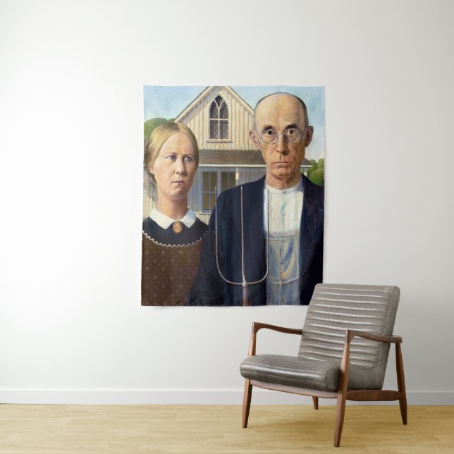 Tapete De Parede American Gothic Classic Painting Grant Wood (In Situ)