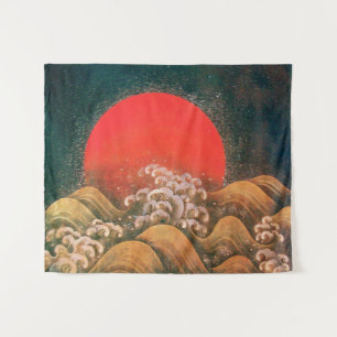 Tapete De Parede AMETERASU, preto vermelho marrom da DEUSA do SOL