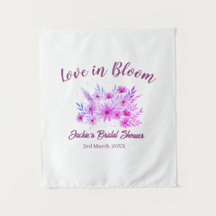 Tapete De Parede amor boho cor-de-rosa em flor nome chá de noiva re