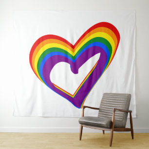 Tapete De Parede Amor colorido do gay do coração da bandeira do