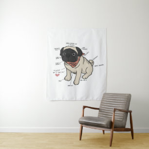 Tapete De Parede Anatomia do Gráfico do Cão Pug