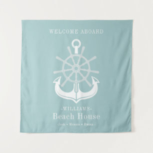 Tapete De Parede Anchor do nome da família Teal Beach House