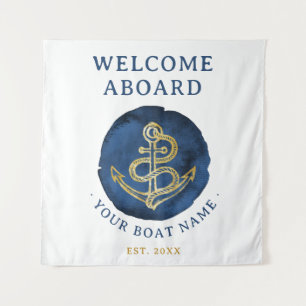 Tapete De Parede Âncora de Aquarela Elegante Nome Náutico Marinho A