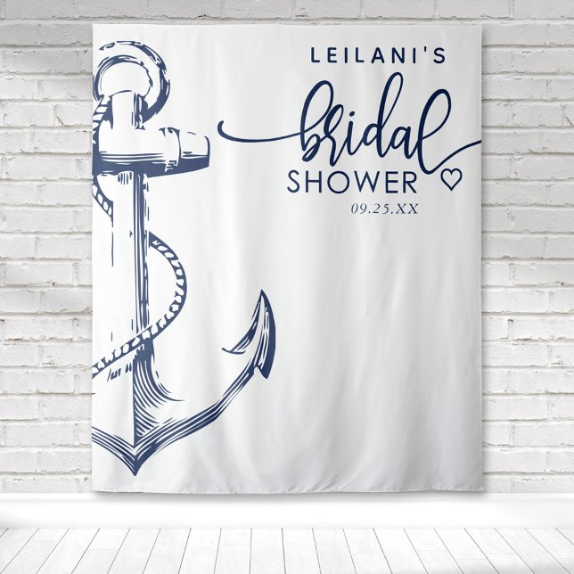 Tapete De Parede Âncora Náutica Noiva Banho Branco (White nautical navy anchor bridal shower backdrop perfect for photo ops at a beach them shower)