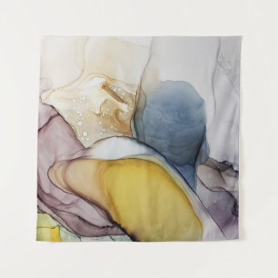 Tapete De Parede Anéis de álcool, tom amarelo, abstrato.