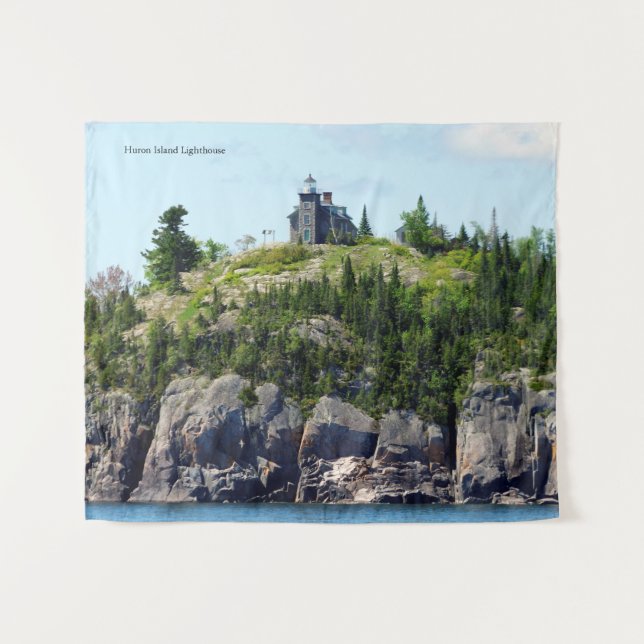 Tapete De Parede Ângulo largo do farol da Ilha Huron (Frente (Horizontal))