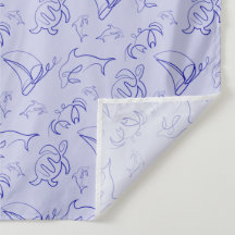 Animais marinhos e padrão de desenho de uma linha 