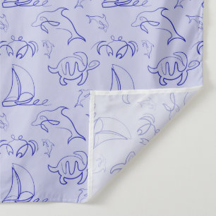 Tapete De Parede Animais marinhos e padrão de desenho de uma linha 
