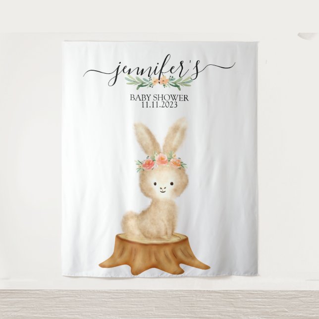 Tapete De Parede Animals bunny rabbit Family wildlife baby backdrop (Frente)