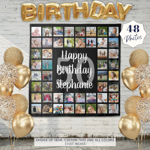 Tapete De Parede Aniversário 48 Colagem de Fotos Personalizada