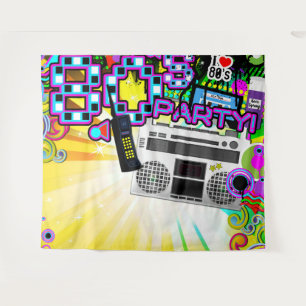 Tapete De Parede Aniversário com Tema de Dança Retro dos Anos 80 Dé