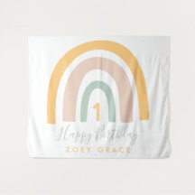 Aniversário da Garota Arco-Íris do Pastel Moderno