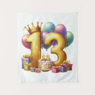 Tapete De Parede Aniversário de 13 anos dourado