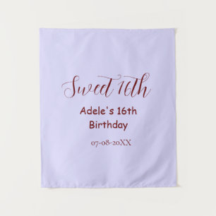 Tapete De Parede Aniversário de 16 anos doce nome roxo pastel retrô