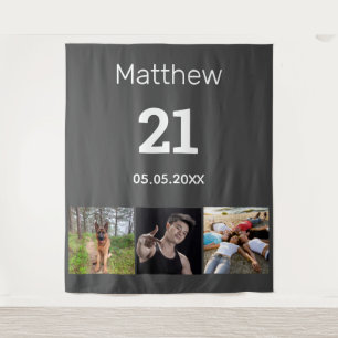 Tapete De Parede aniversário de 21 anos foto personalizada monogram