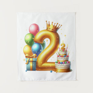 Tapete De Parede Aniversário de 2 anos dourado