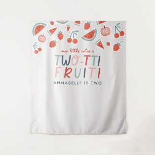 Tapete De Parede aniversário de 2 anos frutas vermelho verão festa 