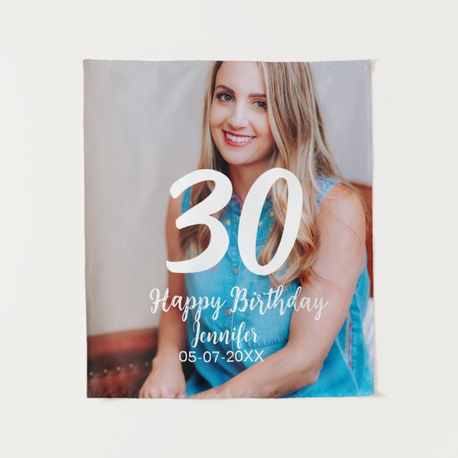 Tapete De Parede aniversário de 30 anos adicionar nome data ano fot (Frente)