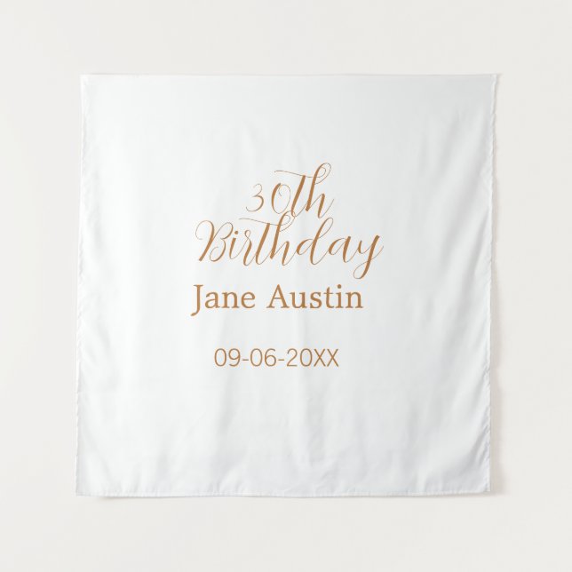 Tapete De Parede aniversário de 30 anos cobre marrom simples nome d (Frente)