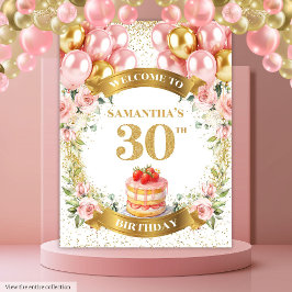 Tapete De Parede Aniversário de 30 anos Doce Blush Dourado Fundo de