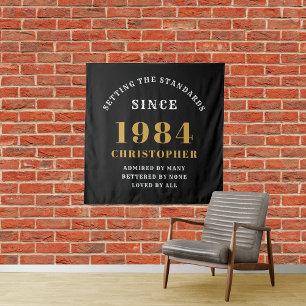 Tapete De Parede aniversário de 40 anos 1984 Chic Dourado Elegante