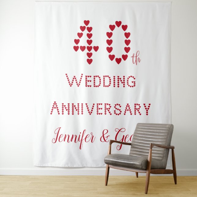 Tapete De Parede Aniversário de 40 Anos de Casamento Bodas de Rubi  (In Situ)