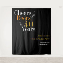 Tapete De Parede aniversário de 40 anos Party Cheers Backdrop