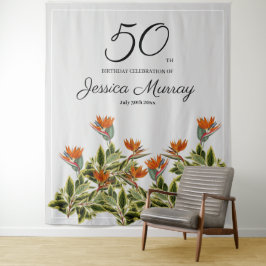Tapete De Parede Aniversário de 50 anos Flores Tropicais Vintage El