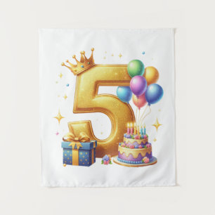 Tapete De Parede Aniversário de 5 anos dourado