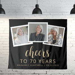 Tapete De Parede Aniversário de 70 anos 3-Foto Dourado Brindes Pret