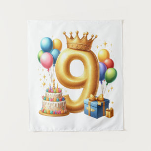 Tapete De Parede Aniversário de 9 anos de Ouro