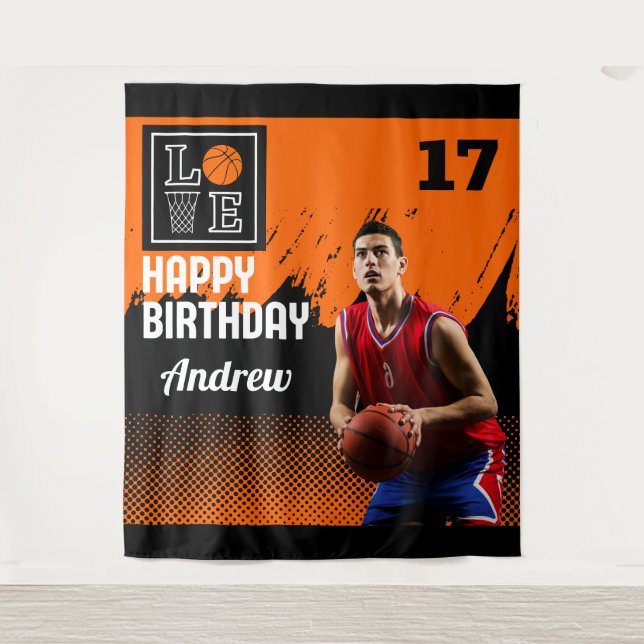 Tapete De Parede Aniversário de Basquete, Backdrops De Jogadores De (Frente)