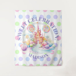 Tapete De Parede Aniversário de Candyland Pastel com Aquarela Capri