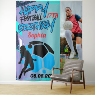 Tapete De Parede Aniversário de Futebol, Fundo de Futebol Menina Jo