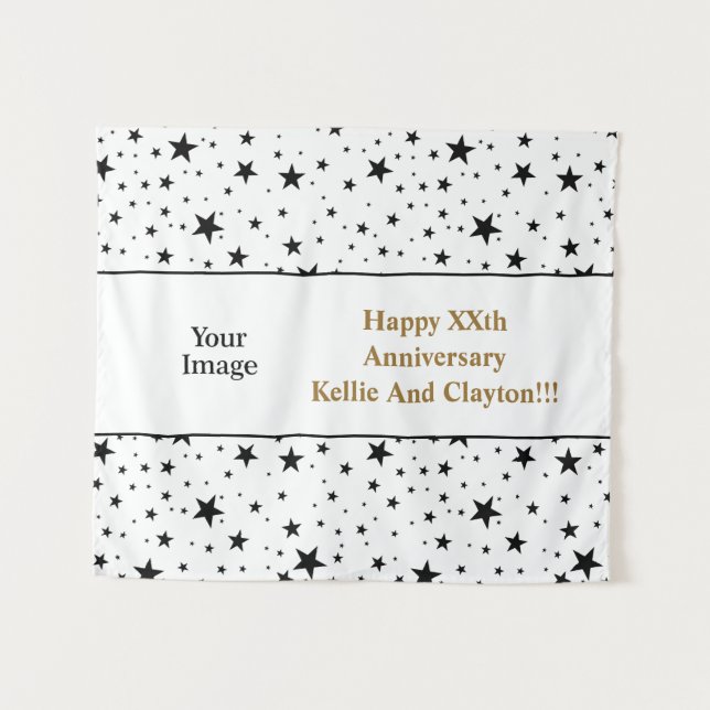 Tapete De Parede Aniversário de Mensagem/Foto Personalizada com Est (Frente (Horizontal))