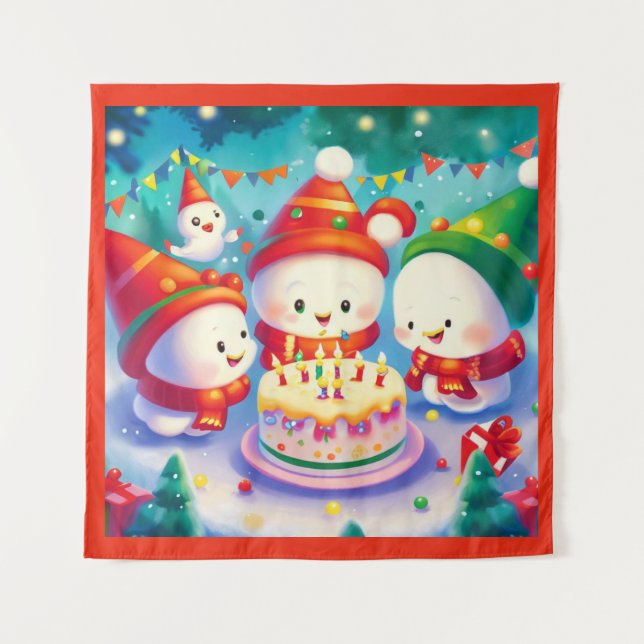 Tapete De Parede Aniversário de Natal 6 (Frente)