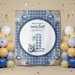 Tapete De Parede Aniversário de Um Ano do Pequeno Mirtilo Azul