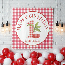 Tapete De Parede Aniversário do Bebê com Xadrez Vermelho da Primeir