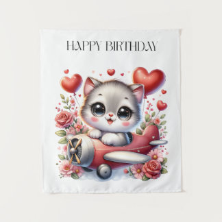 Tapete De Parede Aniversário do Piloto de Gatinhos