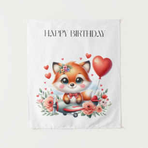 Tapete De Parede Aniversário do Piloto de Raposa Fofa