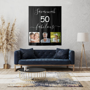 Tapete De Parede Aniversário fabuloso com foto personalizada preta 