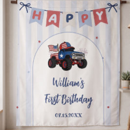 Tapete De Parede Aniversário Patriótico Vermelho Branco e Azul