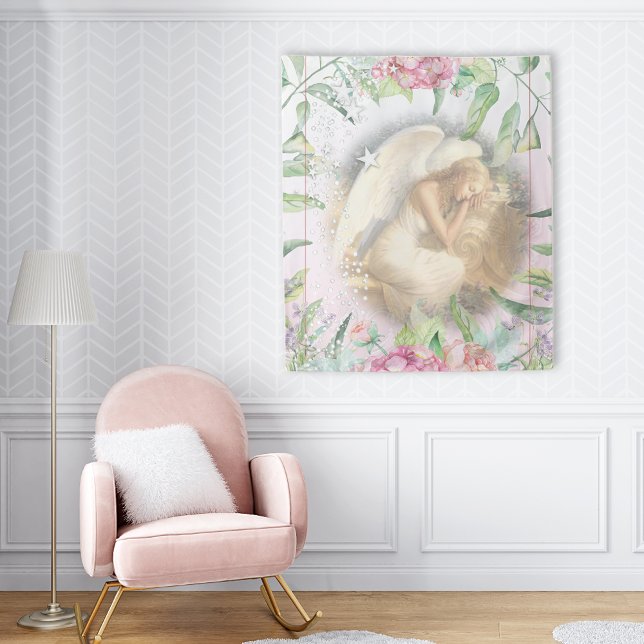 Tapete De Parede Anjo Dormindo com Asas Floral (Criador carregado)